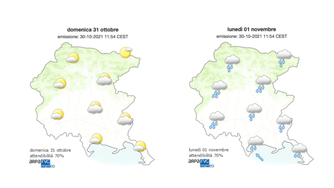 Immagine per Meteo, atteso un fronte atlantico che porterà pioggia e freddo sul Fvg